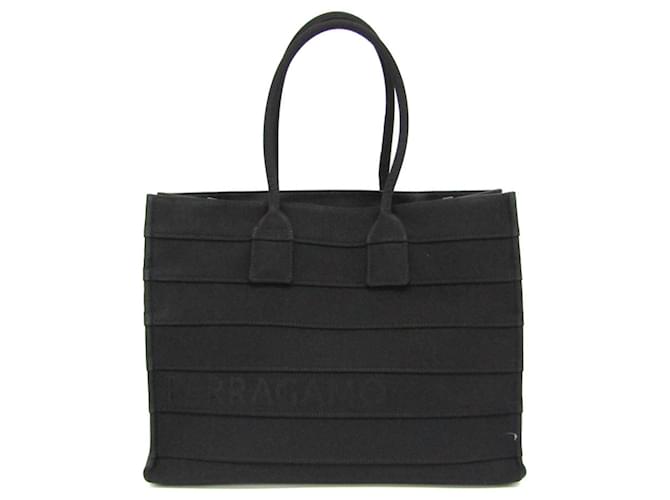 Salvatore Ferragamo Black Canvas Tote Bag Cloth  ref.1504652