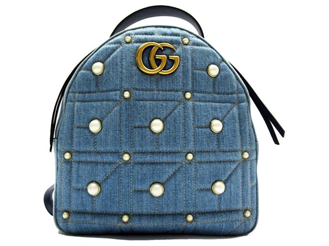 Gucci GG Marmont Denim Backpack White Blue  ref.1504820