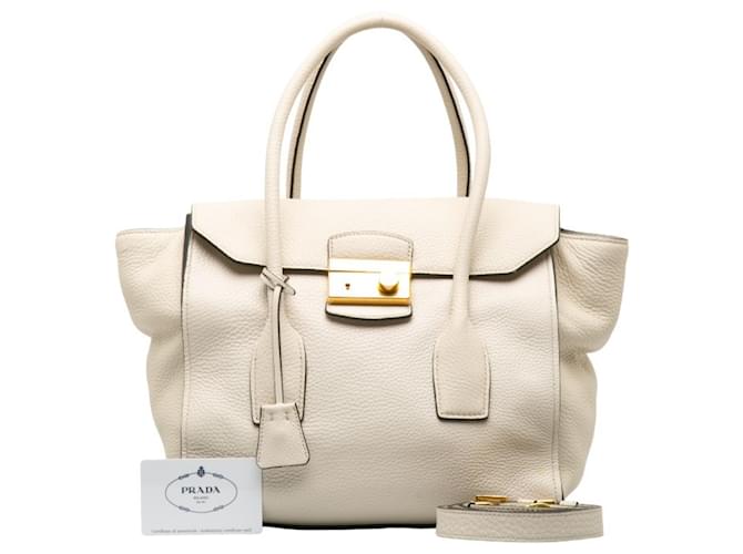 Bolso de cuero blanco Prada, bolso de hombro BN2673  ref.1504832