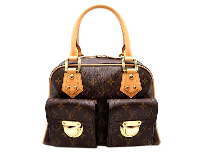 Sac à main Louis Vuitton Manhattan PM Cuir vernis Marron Monogramme  ref.1504956