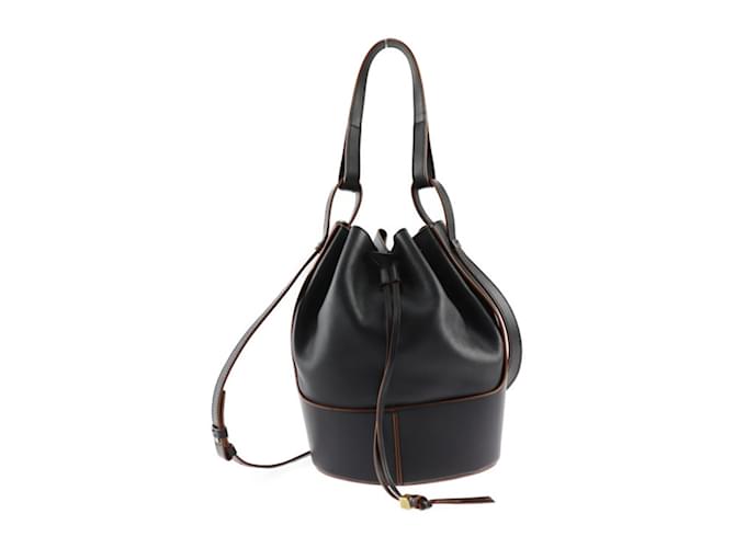 Sac à bandoulière Loewe Balloon Medium Cuir Marron Noir  ref.1505029