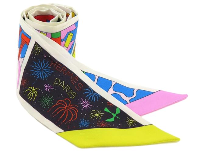 Foulard Twilly Hermès Soie Blanc Multicolore  ref.1505101