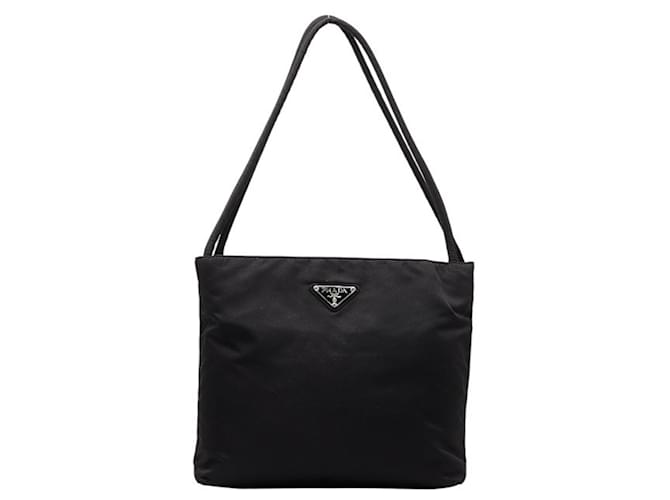 Tote Sac à main Prada Triangle Plate Nylon Noir  ref.1505116