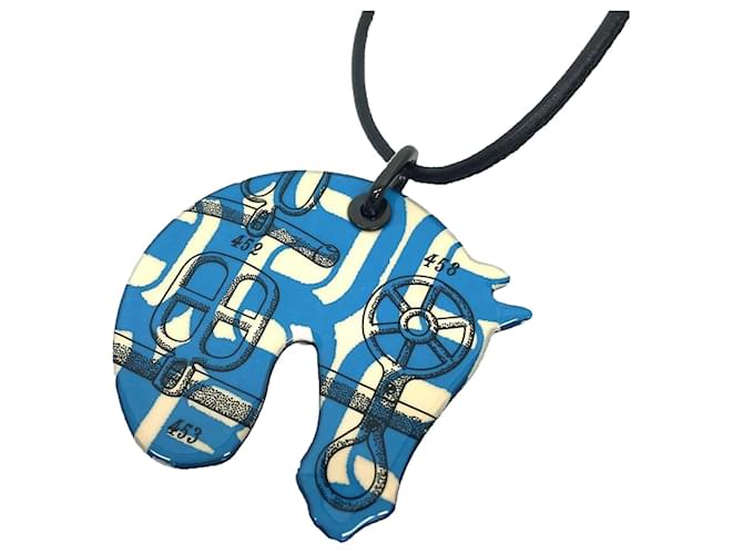 Hermès Hermes Tattersall PM Necklace Black Light blue Enamel  ref.1505418