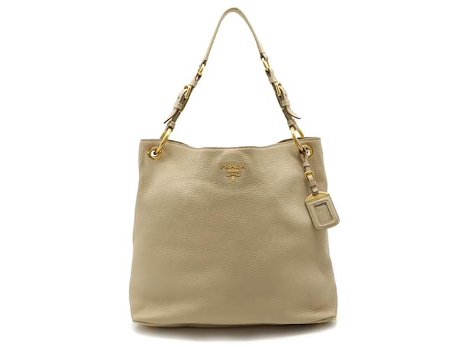 Prada Vitello Daino Shoulder Bag Beige Leather  ref.1505600