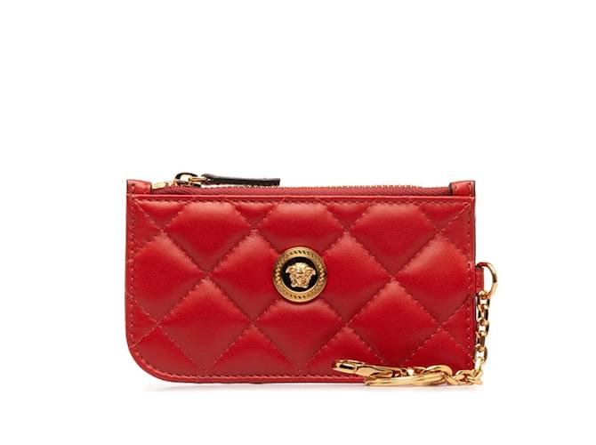 Porte-cartes en cuir rouge Medusa de Versace  ref.1505647