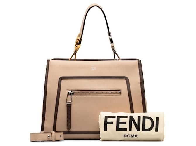 Fendi Runaway Small Shoulder Bag Pink Beige Leather  ref.1505653