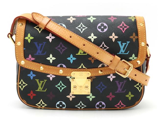 Bolsa de Ombro Sologne Monograma Multicolorido Louis Vuitton Preto Plástico  ref.1505681