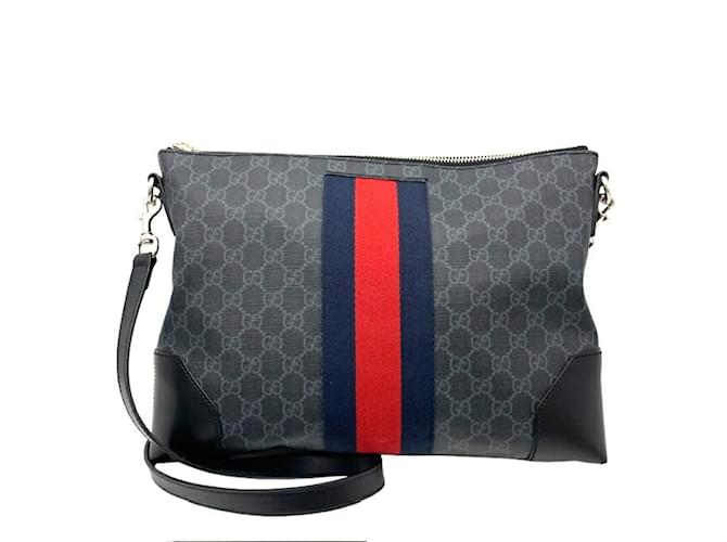 Sac à épaule Gucci GG Supreme Cuir Toile Marron Noir Rouge Bleu Marine  ref.1505692