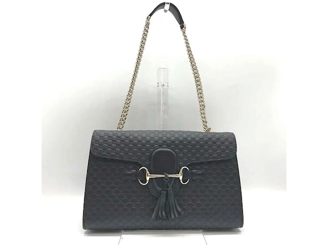 Gucci Chain Shoulder Bag Black Leather  ref.1505781