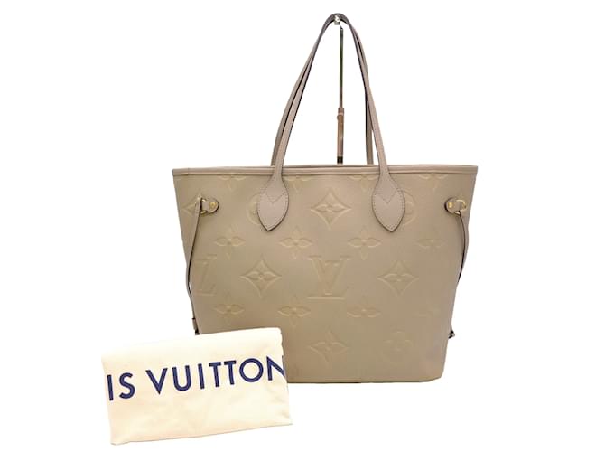 Borsa tote Neverfull MM in Monogram Empreinte Louis Vuitton Grigio Pelle Tela  ref.1505836