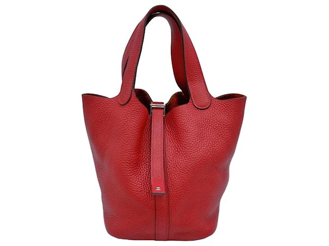 Hermès Sac à main tote Hermes Picotin Lock PM Cuir Rouge  ref.1505852