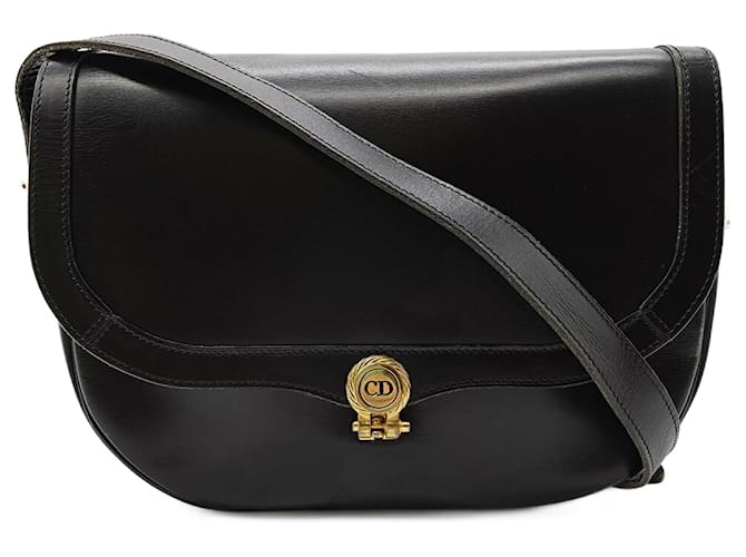 Sac à épaule en cuir noir Christian Dior  ref.1505891