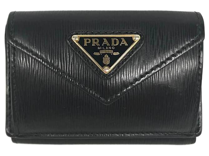 Prada Vitello Move Leather Wallet Black  ref.1505896