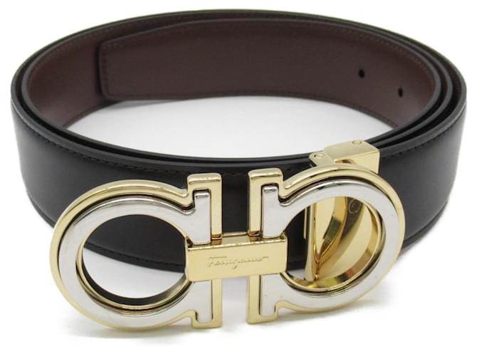 Mens Belts Salvatore Ferragamo Belt Black And Gold Reversible And - Main Image
