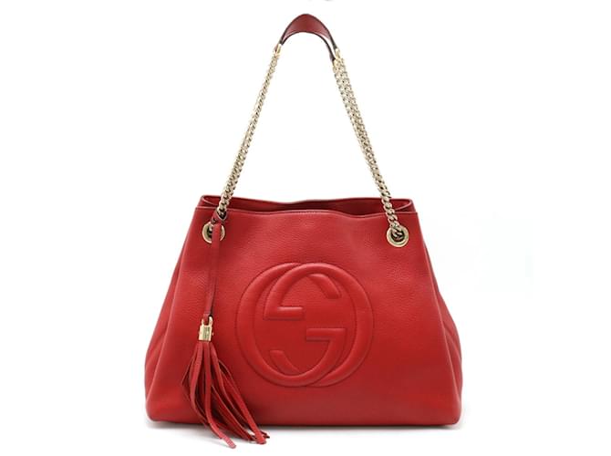 Gucci Soho Interlocking G Kettenhandtasche Rot Leder  ref.1506213