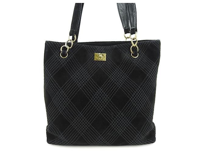 Chanel Wild Stitch Suede Tote Bag Black  ref.1506357