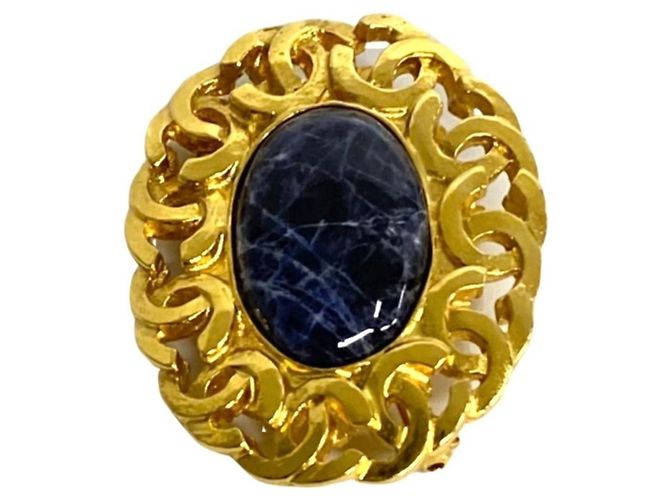 Chanel Coco Mark Motiv Farbstein Brosche Golden