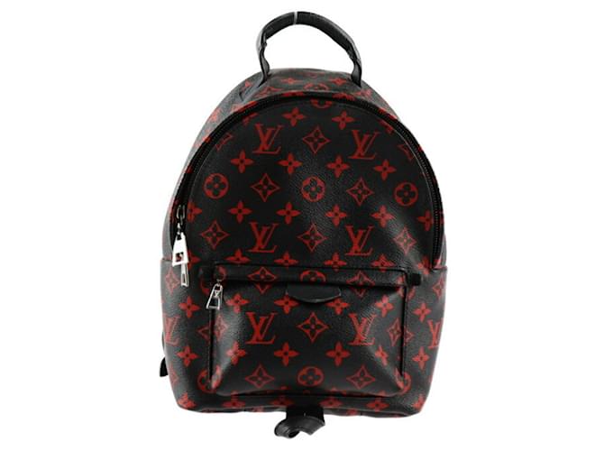 Mochila Palm Springs PM da Louis Vuitton Preto Vermelho Monograma Couro envernizado  ref.1506445