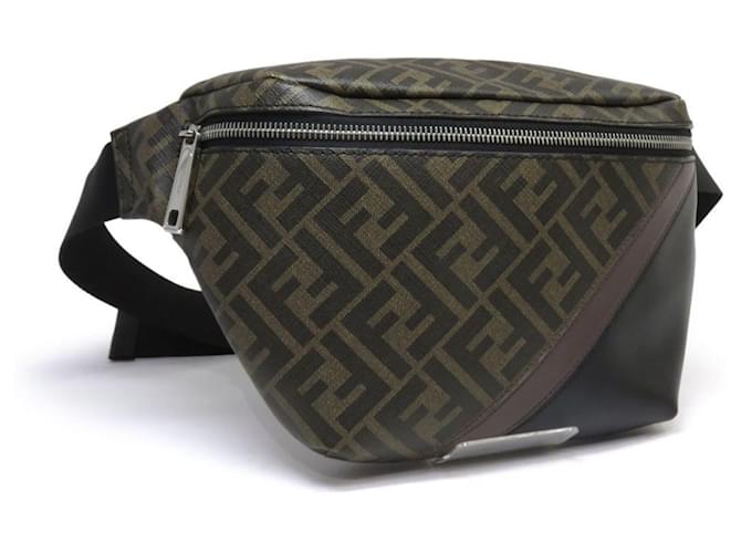 Fendi Zucca Pattern Leather Fanny Pack Brown  ref.1506602