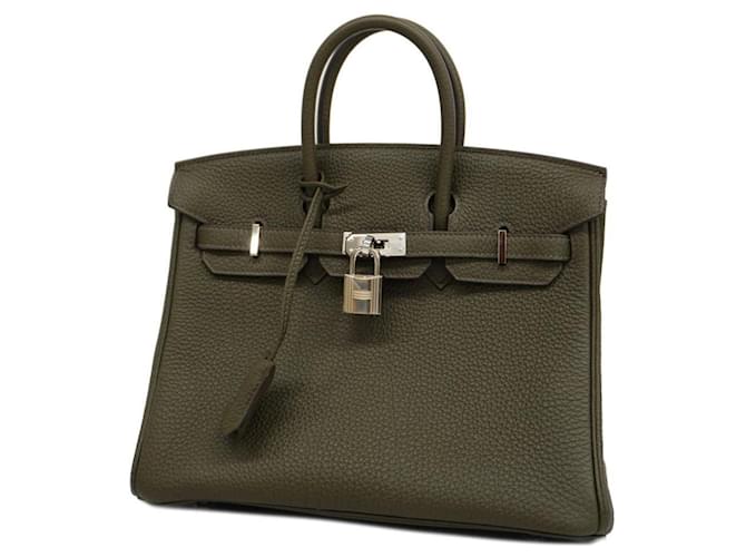 Hermès Sac à main Hermes Birkin 25 en vert olive Cuir  ref.1506663