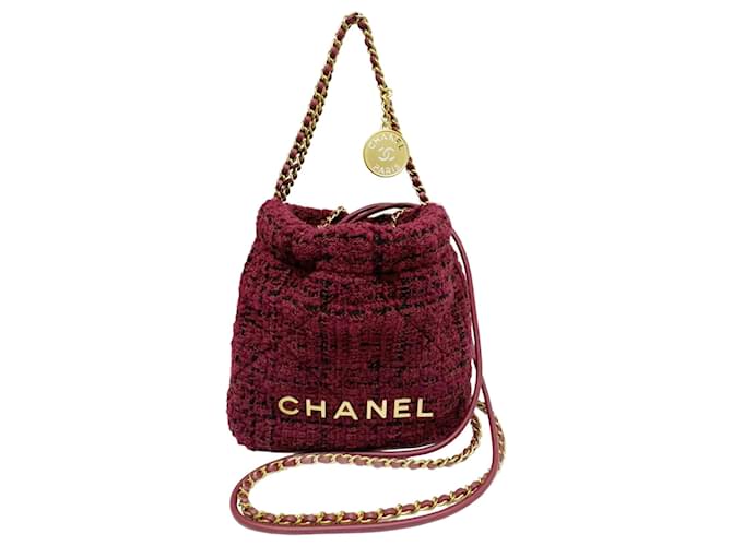 Sac à épaule en tweed Chanel 22 Coco Mark Cuir Violet  ref.1506685