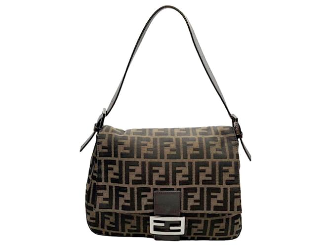 Bolsa Fendi Mamma Baguette Marrom Lona  ref.1506692