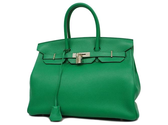 Hermès Sac à main Hermes Birkin Verso 35 Cuir Vert foncé  ref.1506698