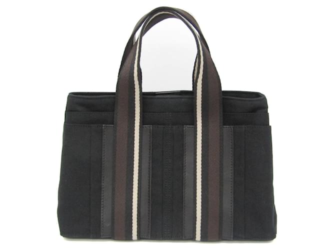 Hermès Bolso Hermes Troca Horizontal PM Negro Marrón oscuro Cuero Algodón  ref.1506735