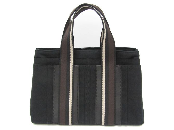 Hermès Borsa Hermes Troca Horizontal PM Nero Marrone scuro Pelle Cotone