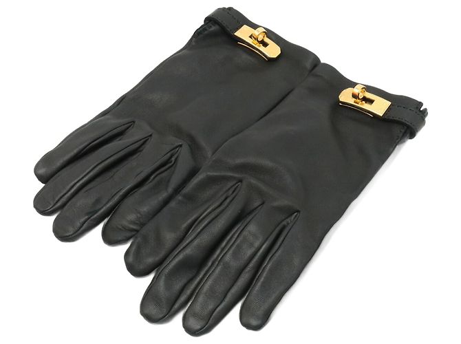 Hermès Hermes Kelly Leather Gloves Black