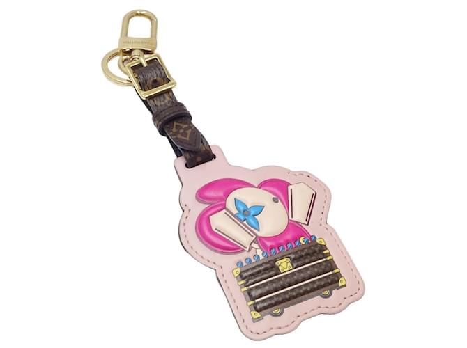 Schlüsselanhänger Charm Vivienne Porte-Crédit Louis Vuitton Braun Pink Leinwand  ref.1506861