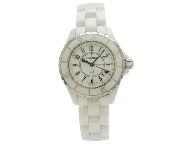 Chanel J12 White Ceramic 33mm Date Ladies Quartz Watch H0968  ref.1506880