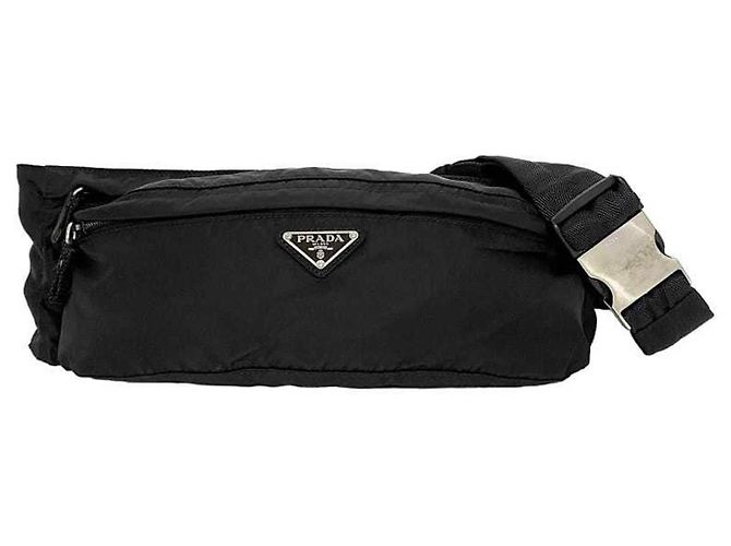 Borsa a tracolla in nylon nero Prada