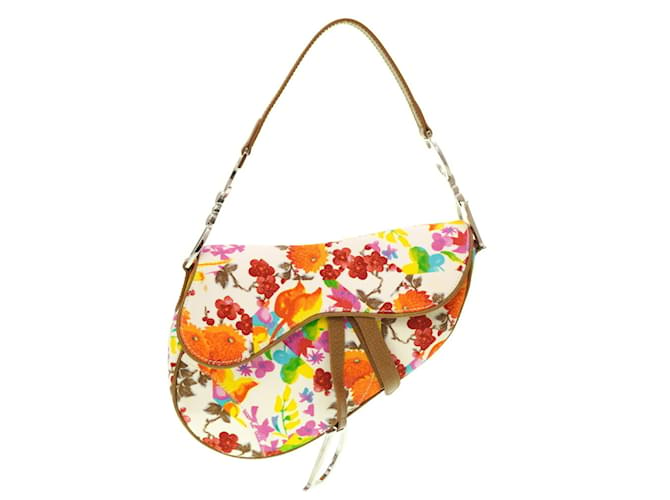 Sac Saddle Multicolore Christian Dior Cuir Toile  ref.1507027