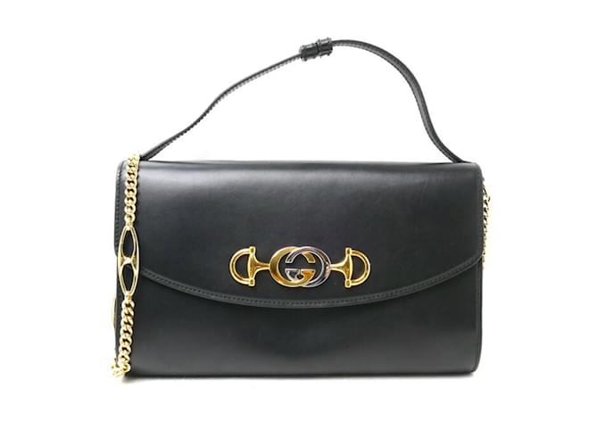 Bolsa de Ombro 2Way Zumi Chain da GUCCI Preto Couro  ref.1507366