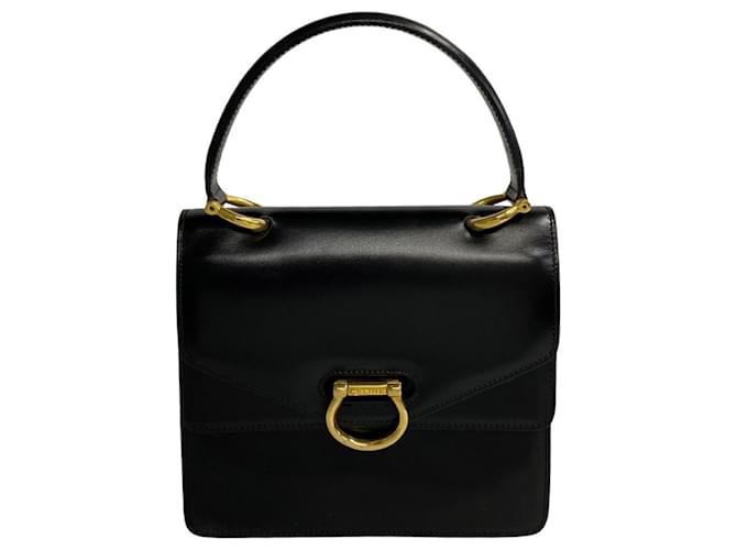 Céline Bolsa tote de couro de bezerro com dupla aba Celine Hardware Preto Dourado  ref.1507384