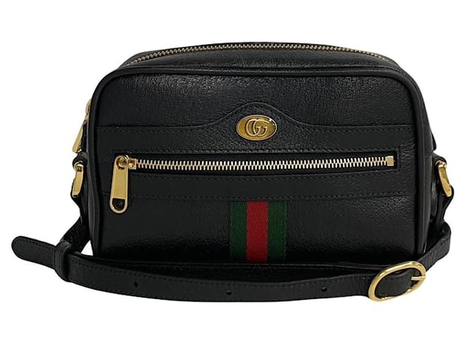 Bolso de hombro de cuero Gucci Ophidia Sherry Line GG Hardware Negro Roja Verde  ref.1507405