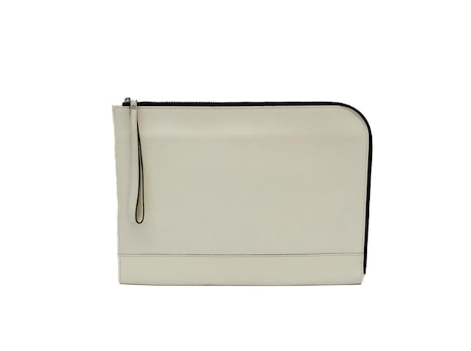 Valextra Men's Leather Clutch Bag in Cream  ref.1507503