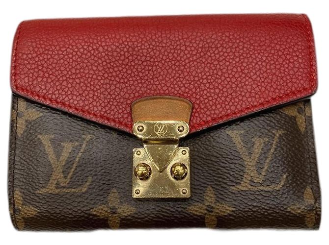 Cartera compacta trifold Pallas Monogram Louis Vuitton Castaño Fucsia Monograma