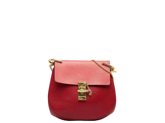 Bolsa de Ombro Chloé Drew Chain Vermelho Couro  ref.1507561