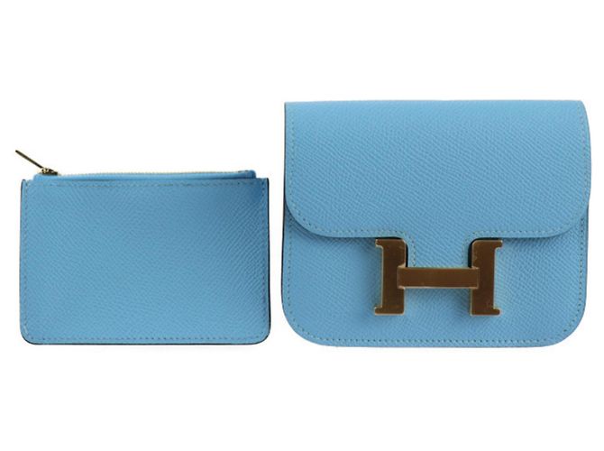 Pochette Constance Vaux Epson Celeste de Hermès Bleu clair