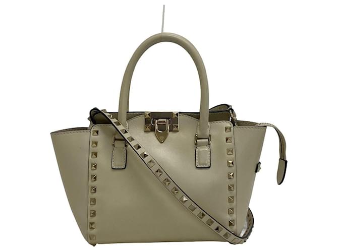 Beige Leder 2-Wege Schultertasche von Valentino Garavani  ref.1507672