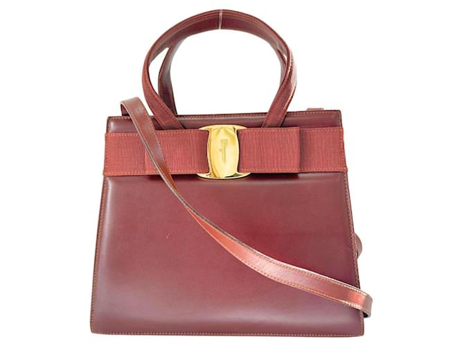 Bolsa Vara Ribbon da Salvatore Ferragamo Marrom Couro  ref.1507698