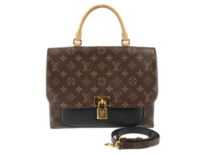 Bolsa Louis Vuitton Marignan Marrom Preto Couro Couro envernizado  ref.1507739