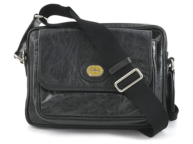 Borsa a tracolla GUCCI Nero Pelle Tela  ref.1507857