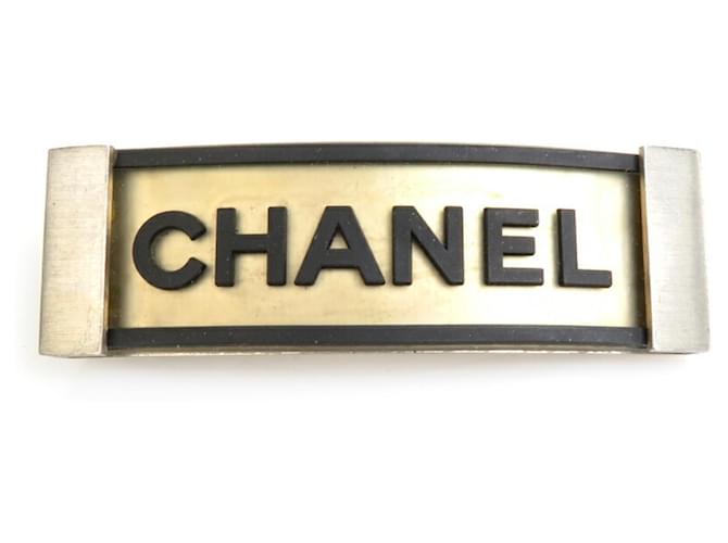 Chanel Valletta Logo Barrette Black Silvery Rubber Metal ref.1507883 - Joli  Closet