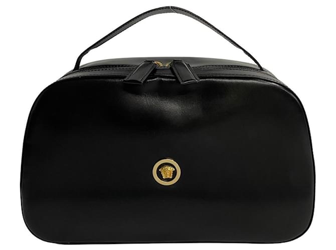 Sac à main en matériel avec logo Méduse de Versace Cuir Noir  ref.1507966