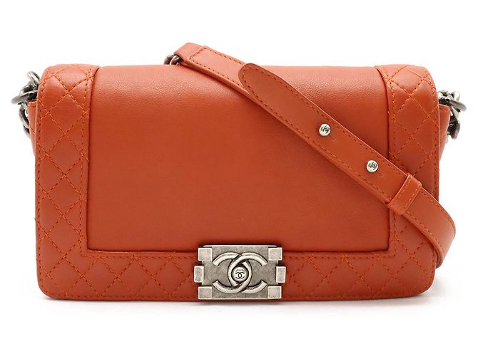 Chanel Boy Chanel Coco Mark Medium Shoulder Bag Orange