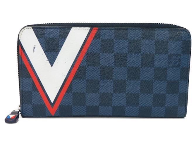 Zippy Louis Vuitton Damier Cobalt Coin Purse White Navy blue Leather Cloth  ref.1508015